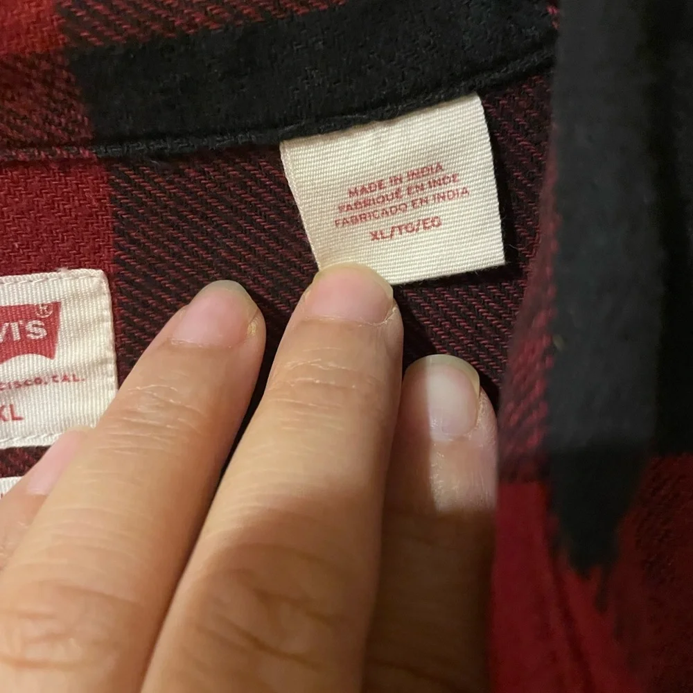 100% Cotton Levi's Red and Black Checkered Men's Shirt